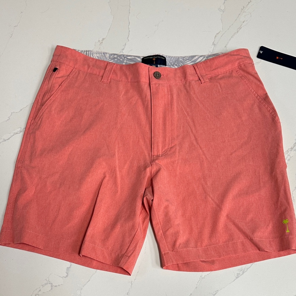 Margaritaville Men's Salmon Flat Front Shorts